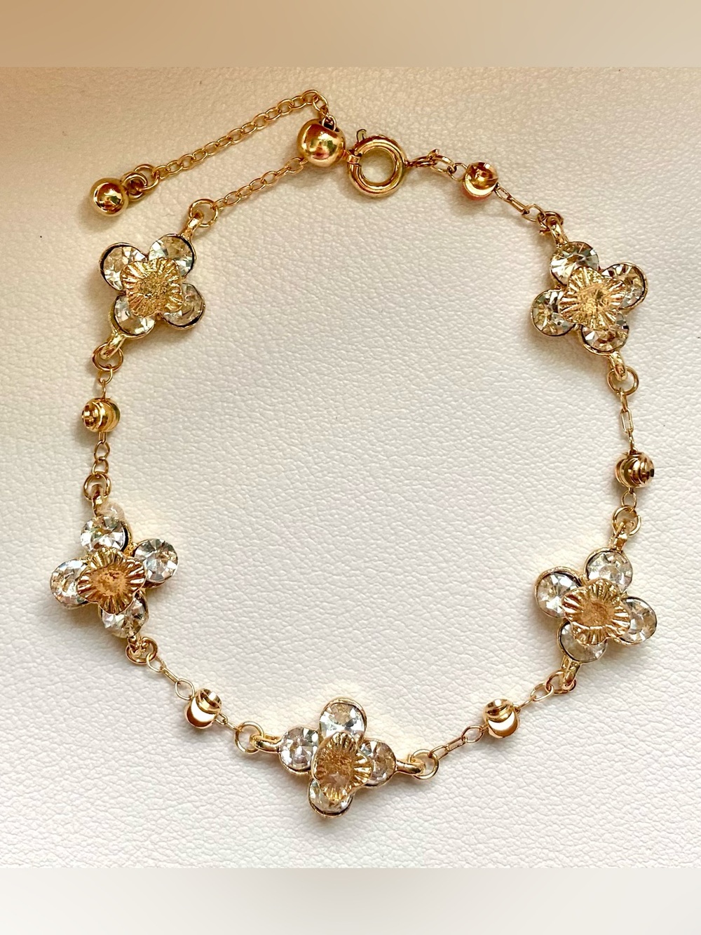 Gold Flower Crystal Bracelet